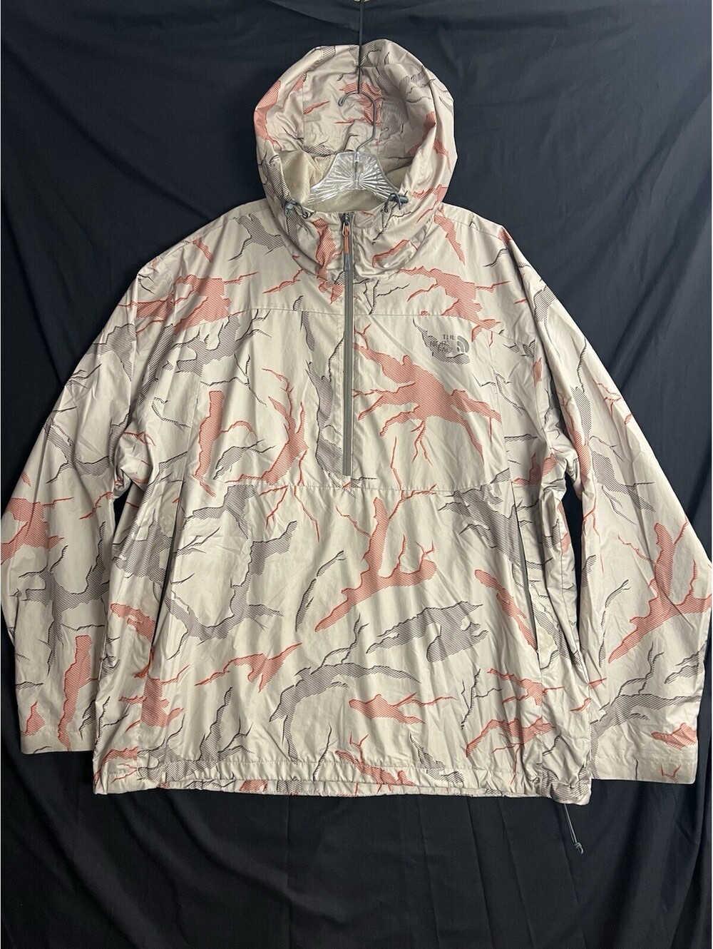 The North Face Jacket Mens 2XL Brown Red Camo Hooded 1/2 Zip Pullover Anorak